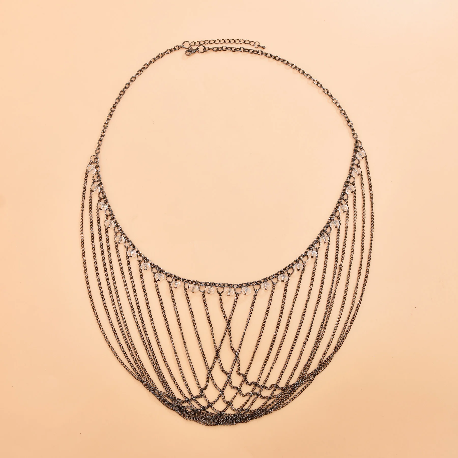 Vintage Silvery Weave Long Chain Pendant Necklace For Women Simple Fashion Crystal Tassel Jewelry Female Girl Accessory Gifts