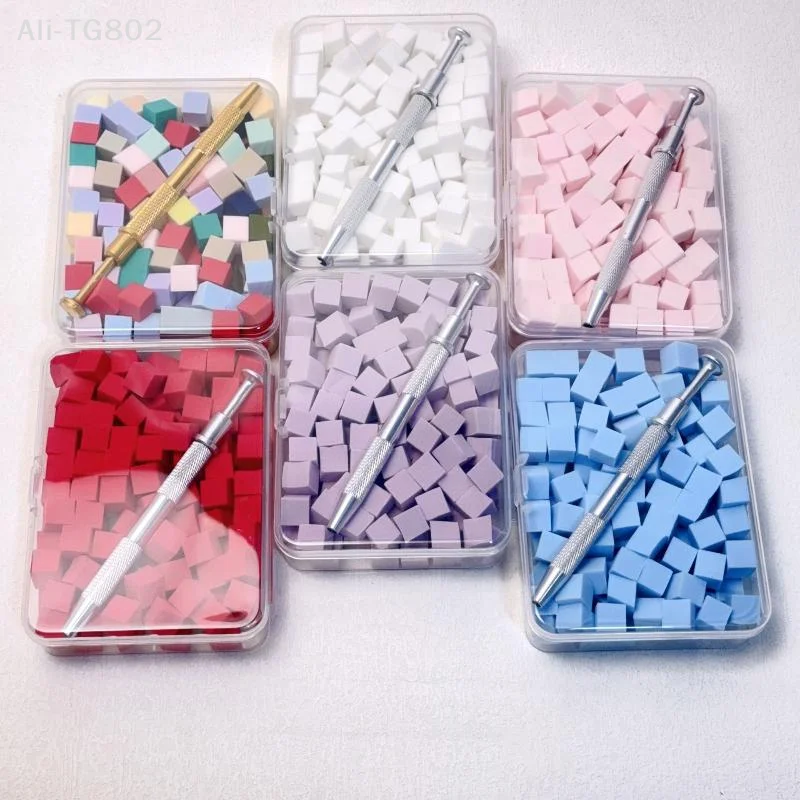 

100Pcs Gradient Sponge Brush Set with Tools for Nail Art Gel Polish Application Glitter Powder Manicure Accessory