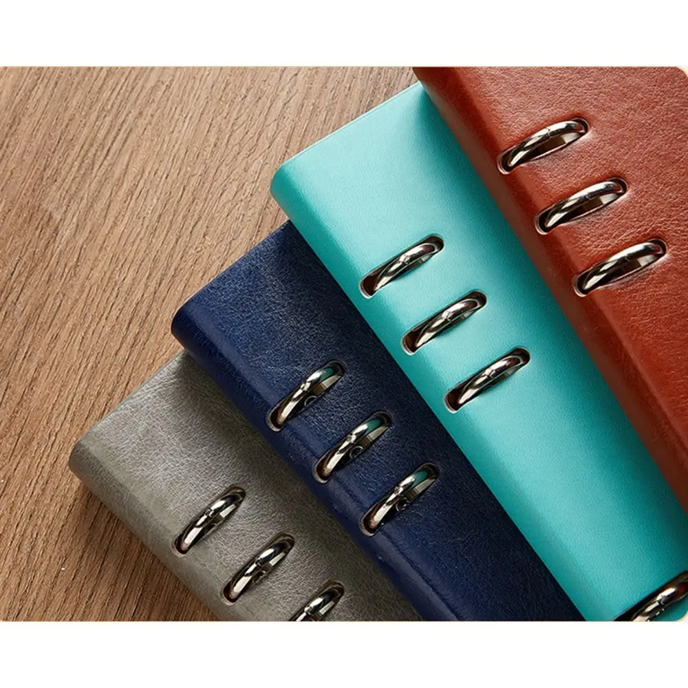 Portable Hollow Loose-leaf Notebook Thickened Lined Pages Binder Journals Hard Cover PU Leather Removable Diary Office