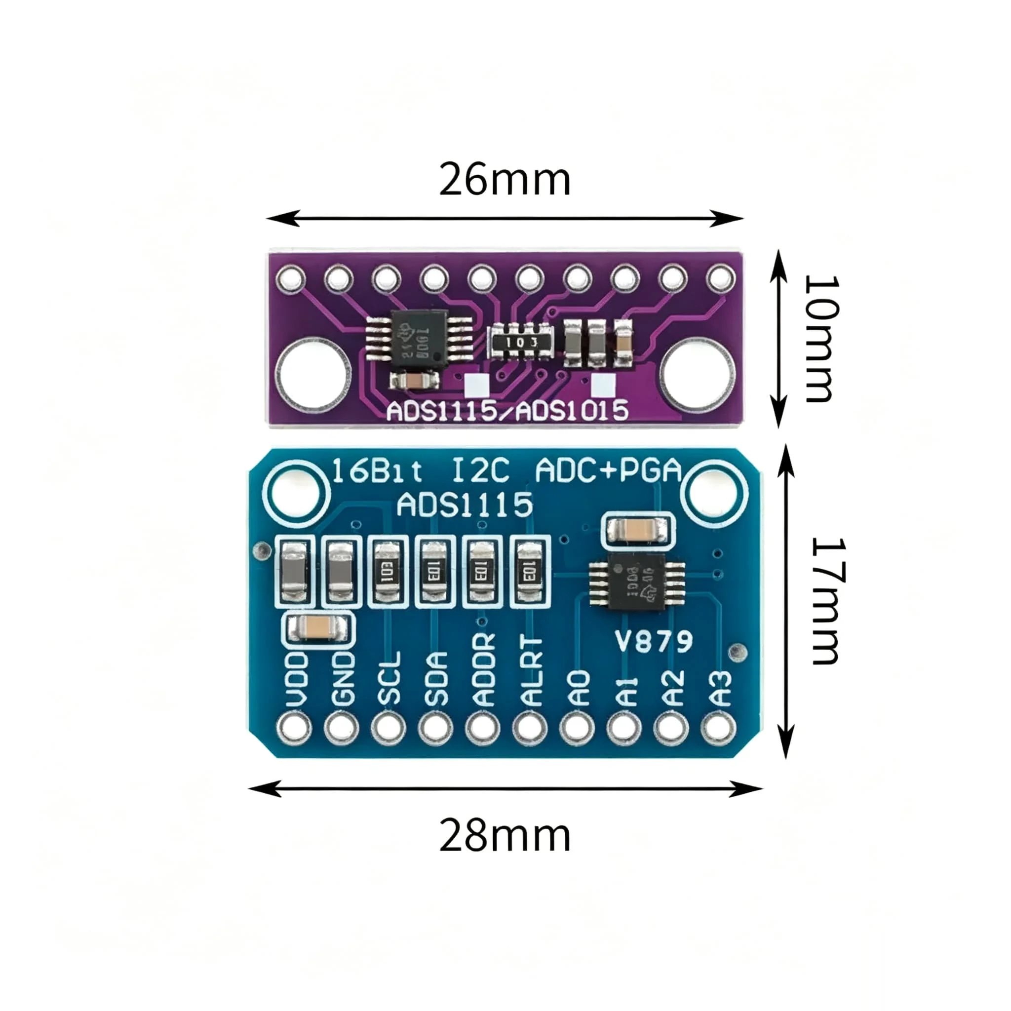 1/10PCS ADS1115 ADC Analog to Digital Converter Module 2.0V To 5.5V with Programmable Gain Amplifier 16 Bit I2C for Arduino RP