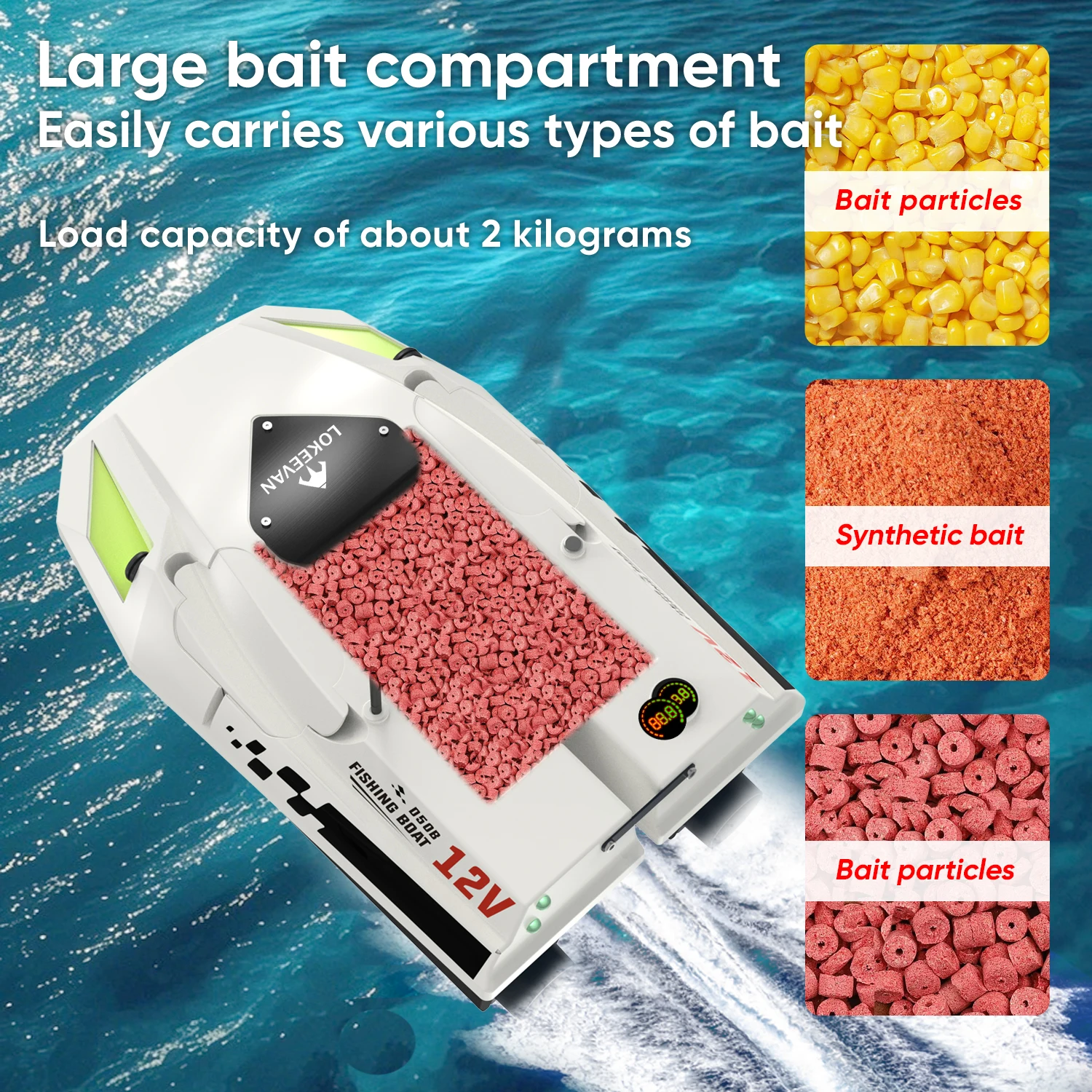LOKEEVAN D50B GPS Köderboot 15600*2 mAh 12V Power GPS+Beidou Satelliten-Dual-Positionierungssystem 500m Fernbedienung Angelköderboot