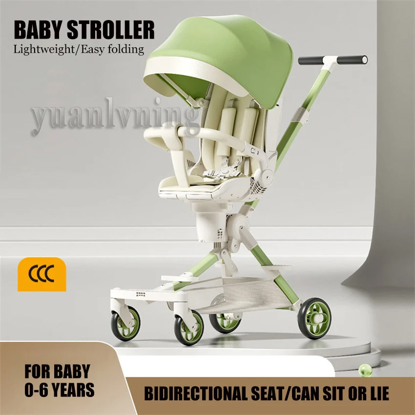 

Foldable Lightweight Baby Stroller Bidirectional Seat Baby Carriage Can Sit and Lie Down Shock Absorbing Durable Infant Buggy