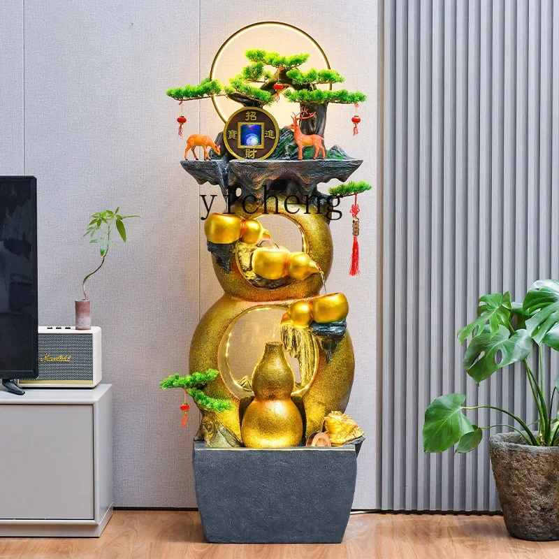 L8-12 Gourd Flowing Water Wealth Ornament Circulating Water Wealth-Attracting Feng Shui Wheel Decoration Water Feature