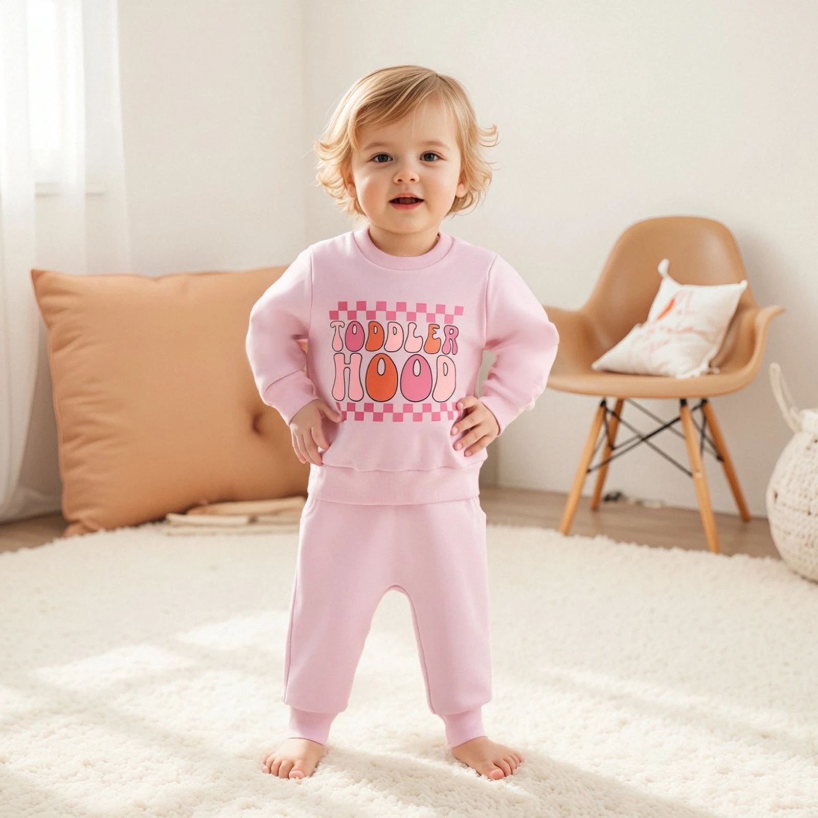 FOCUSNORM 0-3Y جميل طفل الفتيات الفتيان الملابس مجموعات خطابات طباعة طويلة الأكمام طاقم الرقبة البلوز مع مرونة الخصر السراويل