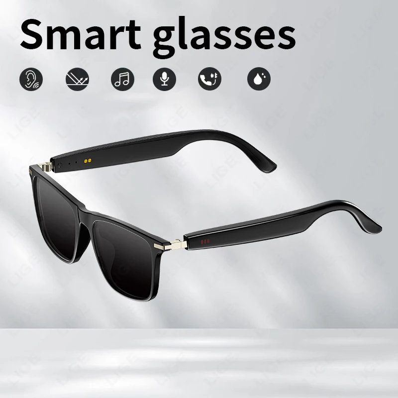

LIGE Smart Glasses Sunglasses Bluetooth Call Outdoor Sport Headphones Blue Light Waterproof Anti-UV Eyeglasses For Men Women New