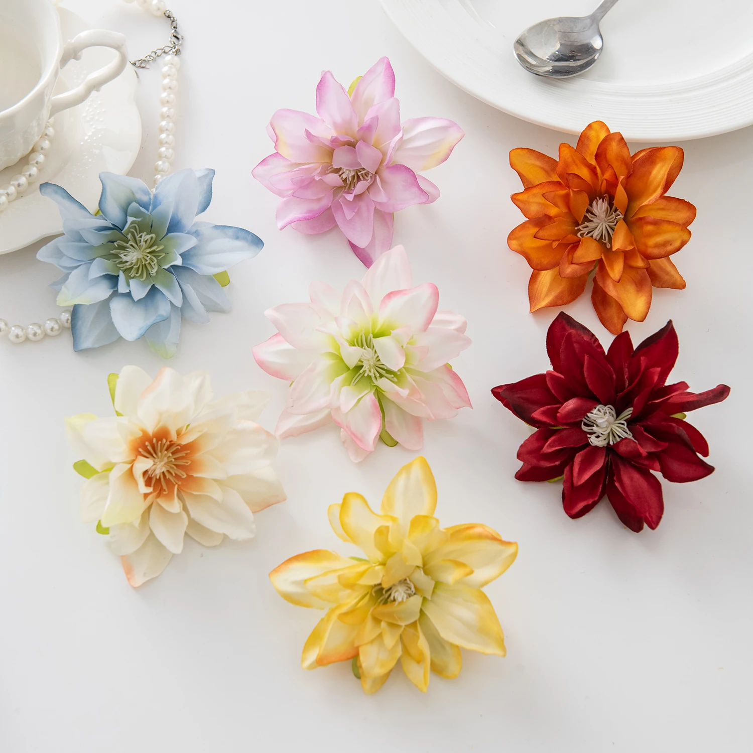

50/100PCS Artificial Flowers Silk Big Lotus Home Room Table Decora Wreaths Wedding Bridal Accessories Headwear Diy Gift Box Prop