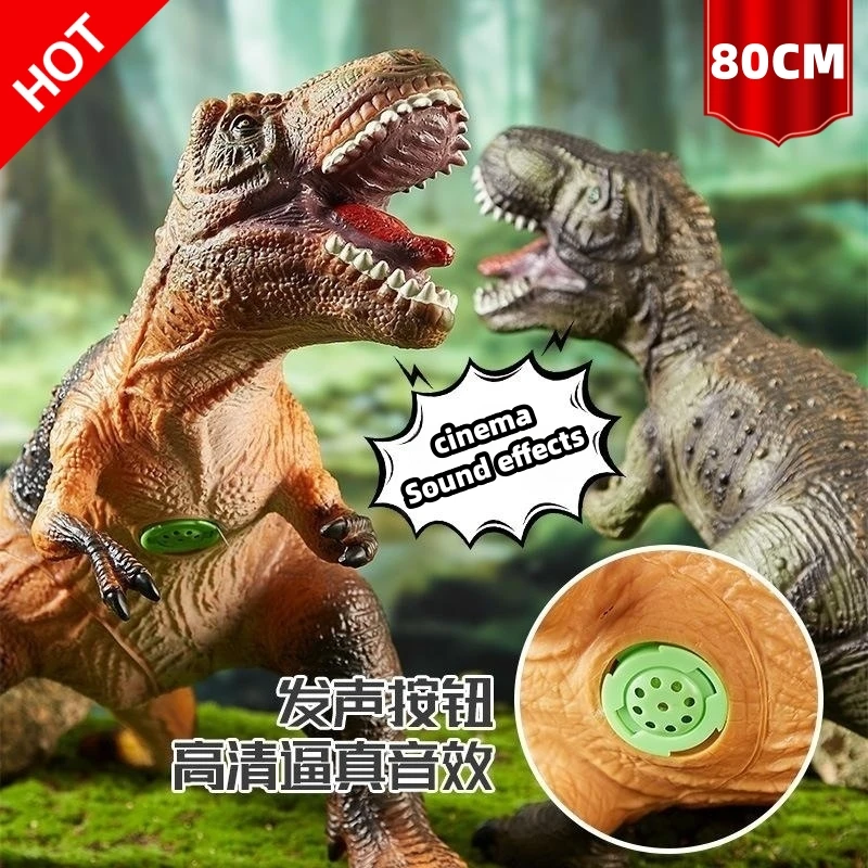 

80cm Big Size Dinosaur Model Sound effects Tyrannosaurus Rex Soft Velociraptor for boy children festival birthday Kid gift Toy