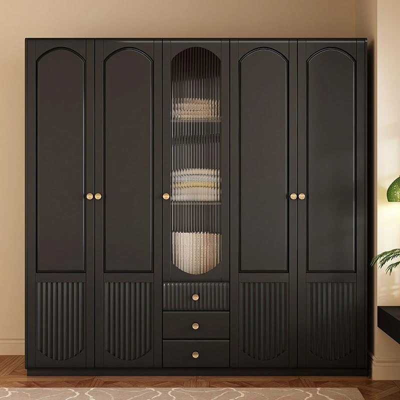 Black Wooden Closet Rod Bracket Design Hotel Bed Minimalist Unique Storage Cabinet Luxury Floor Kledingkast Nordic Furniture