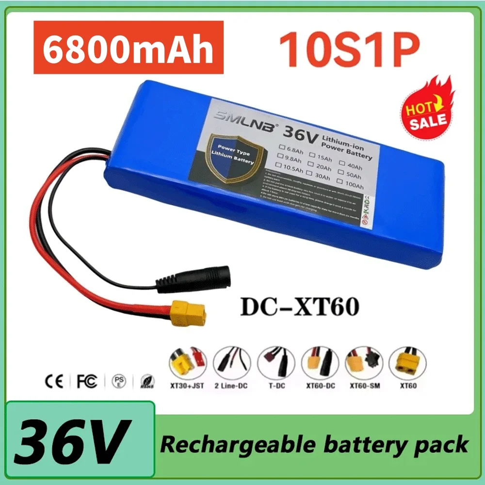 10S1P Rechargeable Batteries 36V 6800mAh Battery Pack 18650 Lithium Li-ion Electric Car Bicycle Scooter 15A BMS 500W