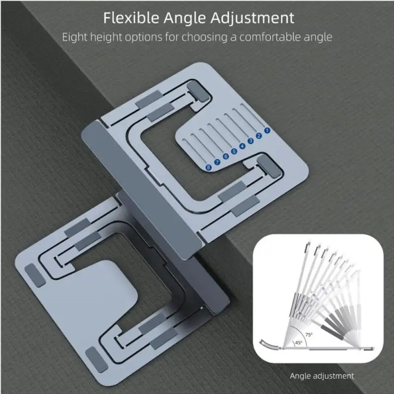 Faltbarer Desktop-Laptop-Tablet-Ständer mit Kühlung 8-Gang-Tablet-Ständer Halterung Aluminium legierung hohle Notebook-Halterung