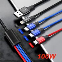 4 In 1 Micro USB Type C Fast Charging Cable 3A Quick Charge Phone Data Line Cord For Iphone 15 14 Xiaomi Huawei USB C