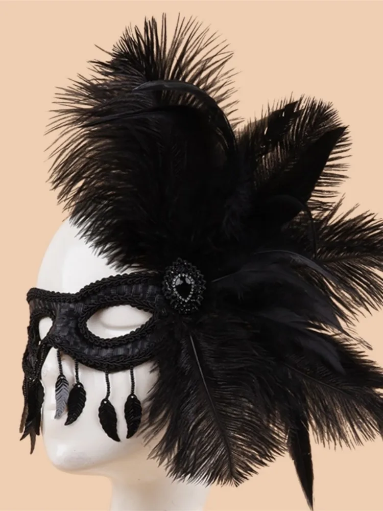 Masque pour les yeux Sexy plume eau diamant gland vénitien mascarade bal Halloween fête déguisement accessoires de déguisement dame masque facial