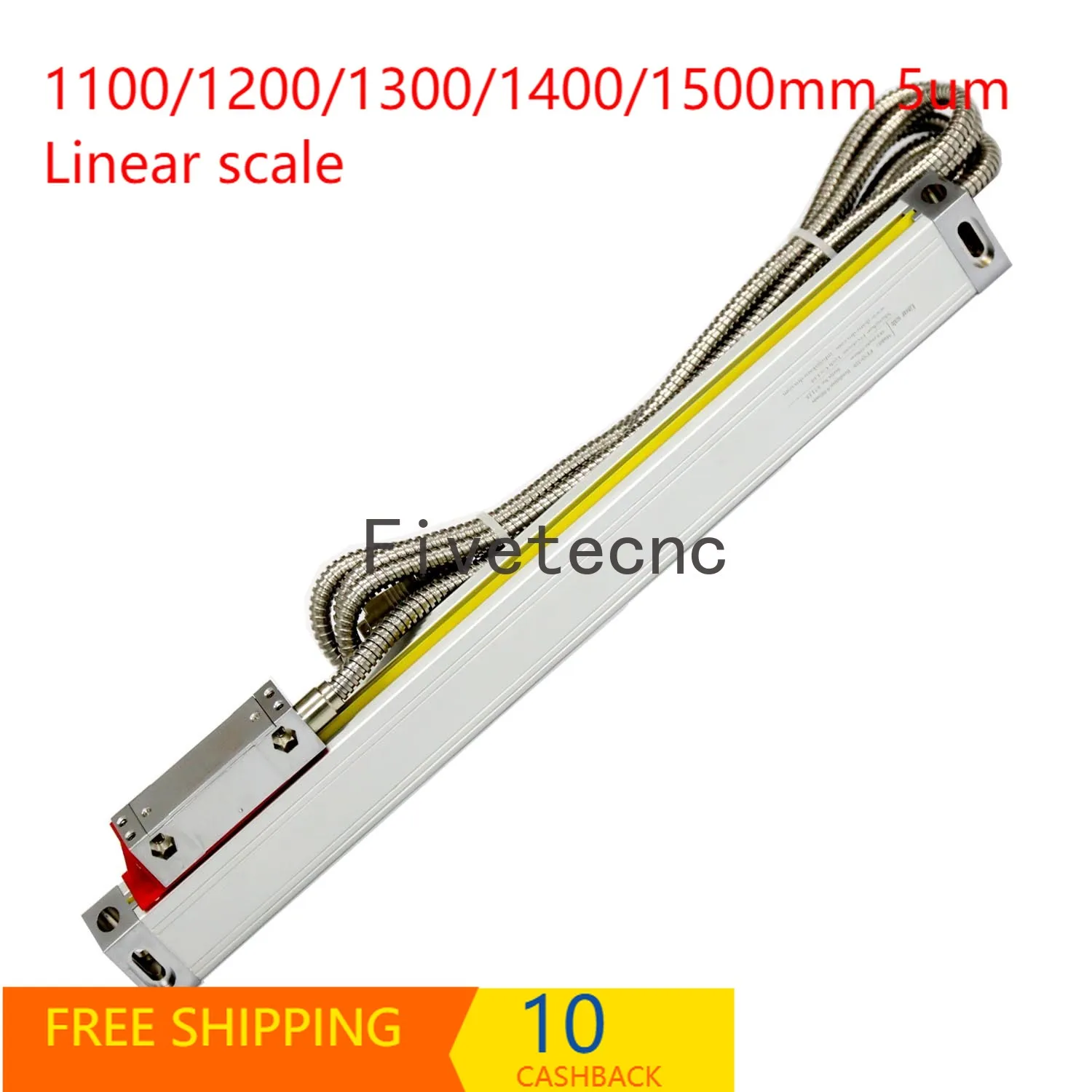 Fivetecnc 5micron Linear Scale 1100 1200 1300 1400 1500mm Linear Encoder Fit for Digital Readout DRO Display