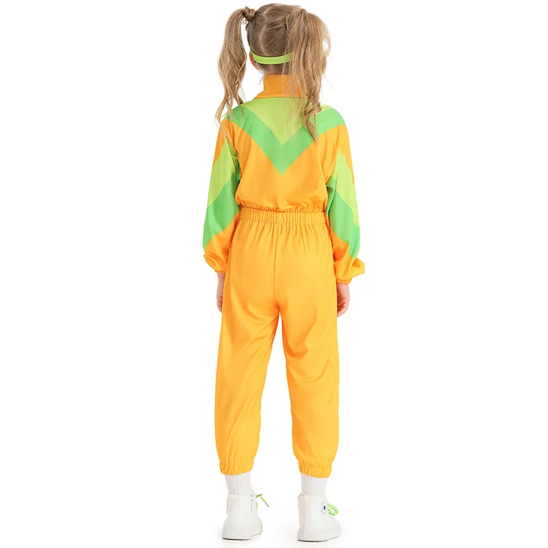 80s Kids Hip Pop Costume Retro Disco Cosplay Dance Jumpsuit Outfits Girls Dance Sports Suit School Stage Party Clothes Children