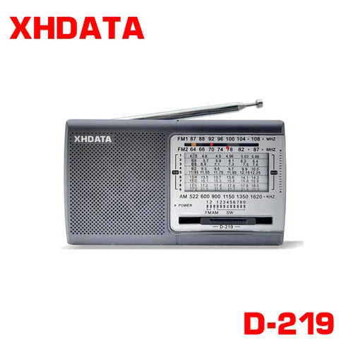XHDATA D219 Radio portátil AM FM MW Receptor de onda corta Radio de bolsillo Radio multibanda de alta sensibilidad con altavoz conector para auriculares