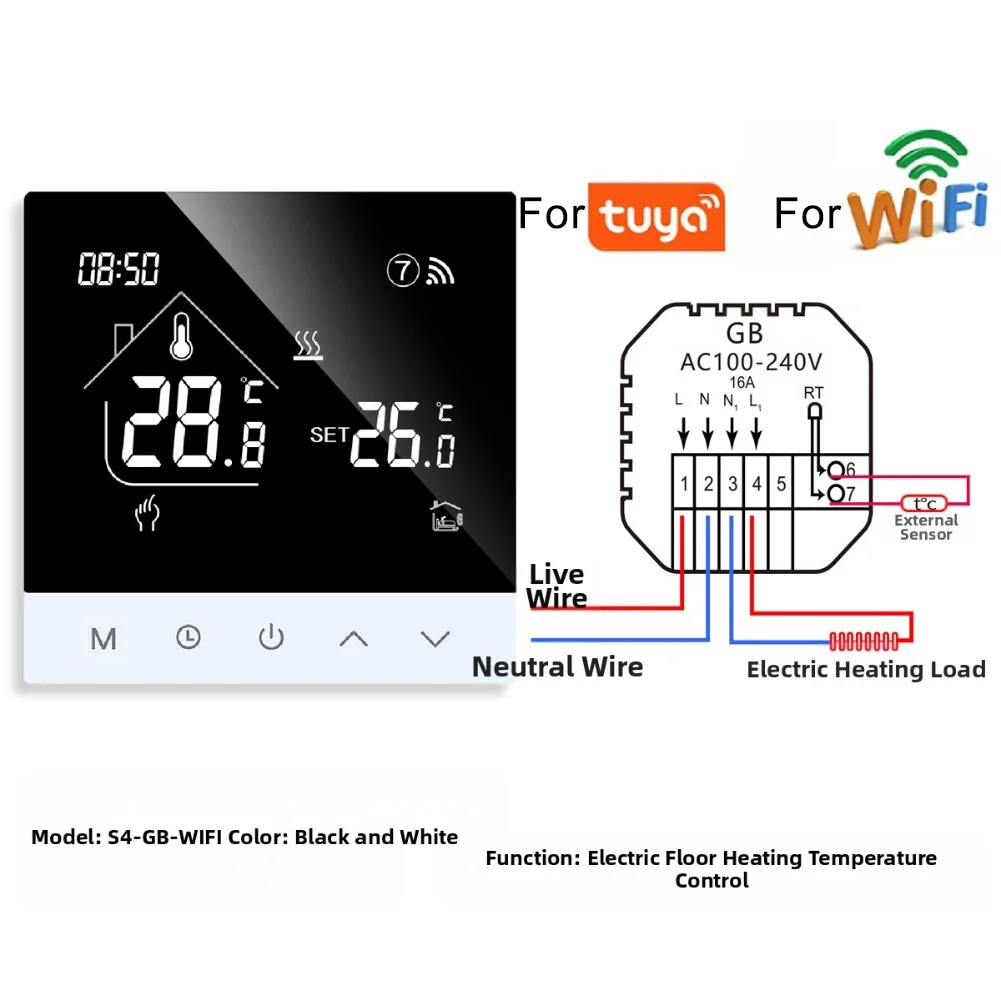 Voice Activated Smart Thermostat Home Heating 86*86*27MM Customizable Schedules LCD Touchscreen For Electric Heating