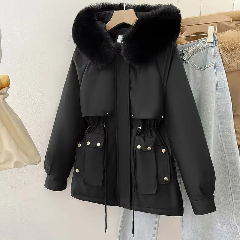 In The Winter Of 2024 New Fashion Cotton-padded Coat Korean Version Of Loose Padded Cotton-padded Coat With Large Fur Collar Top