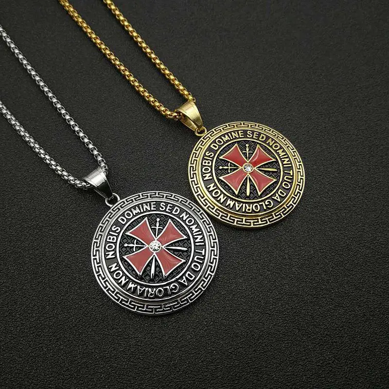 knights templar necklace  Men's Necklace Knights Templar Pendant Simple Jewelry Gift for Me