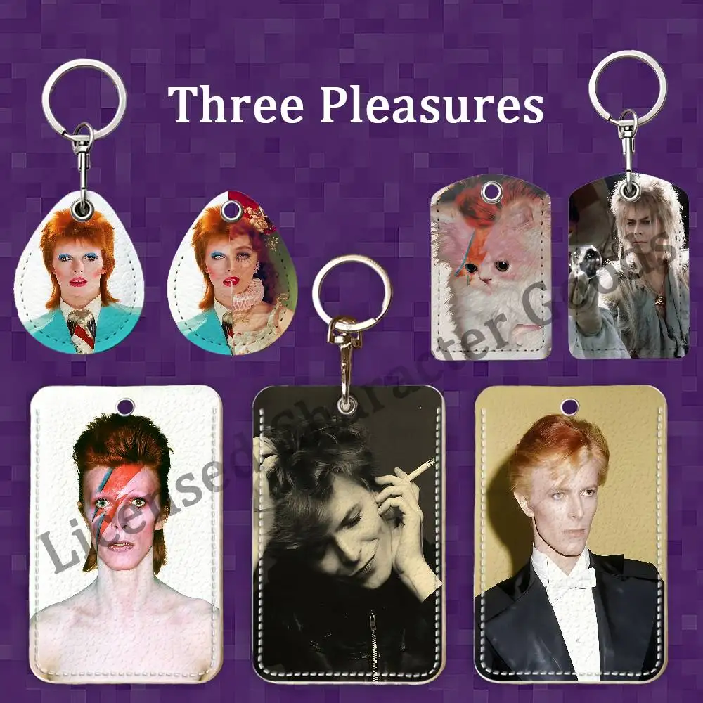 D-DavidS B-BowieS Custom Access Card Case Leather Card Holder Keychain Key Ring Transportation Card Case Gifts