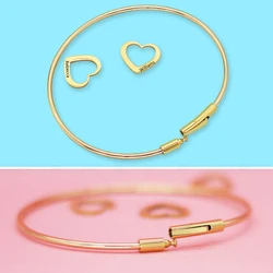 Customized Stainless Steel Bangle Bracelet Heart Shape Pendants Letter Personalized For Women Gift