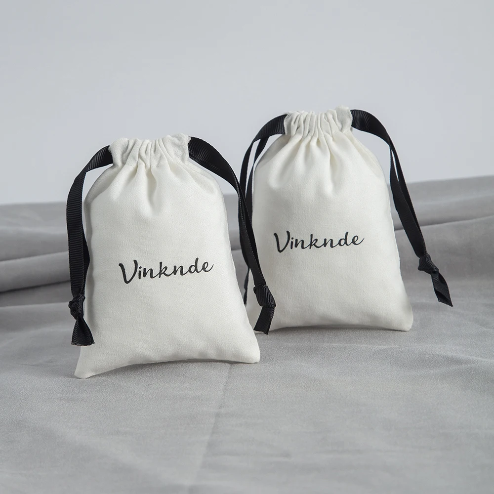 الرباط القطن القماش الحقائب مع الشريط الأسود ، أكياس المجوهرات هدية ، هدايا الزفاف ، كيس الحلوى ، السائبة ، شعار مخصص ، الأبيض ، 100 حزمة #3