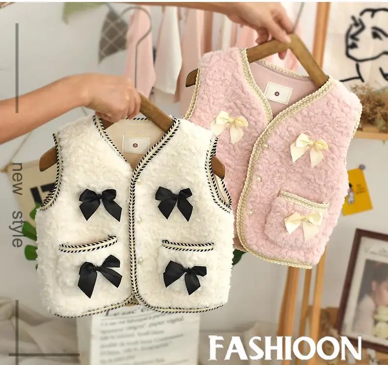 Baby Vest for Autumn and Winter Wear Small Fragrant Wind Style Thickened Children Vest for Warmth Trendy Girls Vest