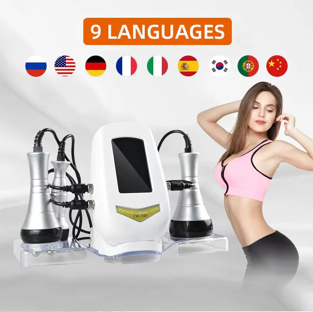 3 In 1 Beauty Body Slimming Massager Cavitation Machine Multi-Functional Device Face Body Tightening Lifting Spa Skincare Tool Give a Bottle of Gel as a Gift