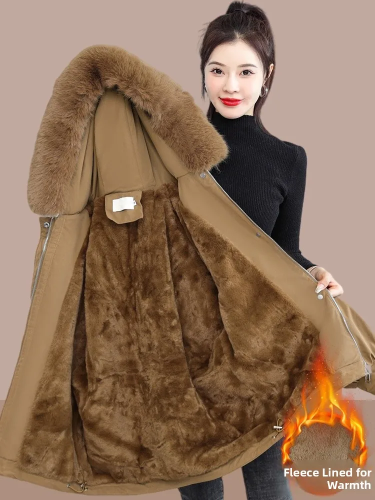 

Утепленная флисовая парка женская зимняя новая свободная повседневная хлопковая куртка с капюшоном теплая верхняя одежда в корейском стиле прямого кроя