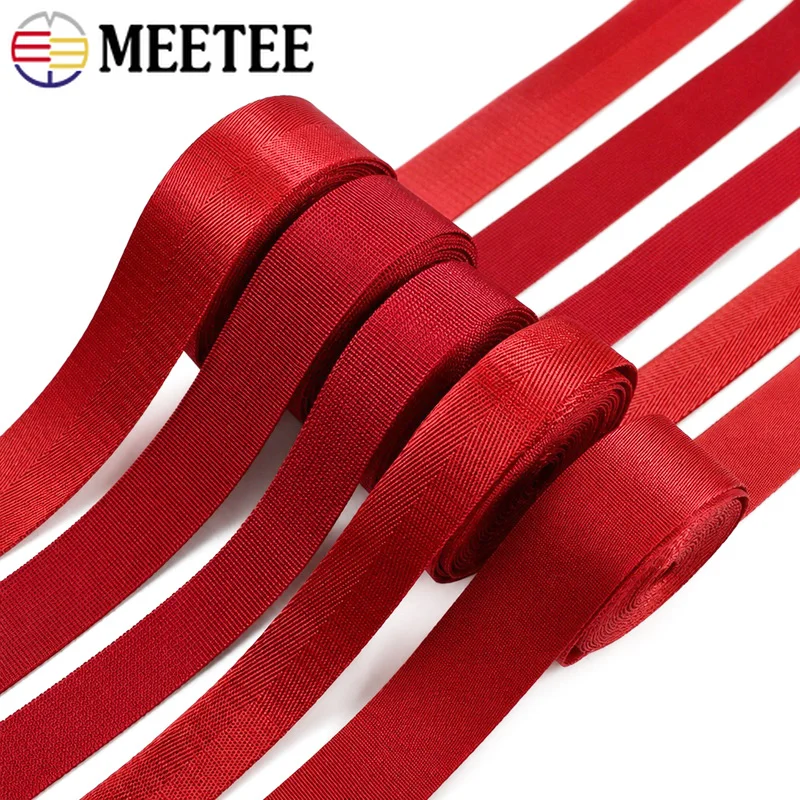 10/20/30M 20-50mm Rotes Nylon-Gurtband für Haustierhalsbänder, Rucksackgurte, Hochzeitsdekoration, Bänder für Nähzubehör