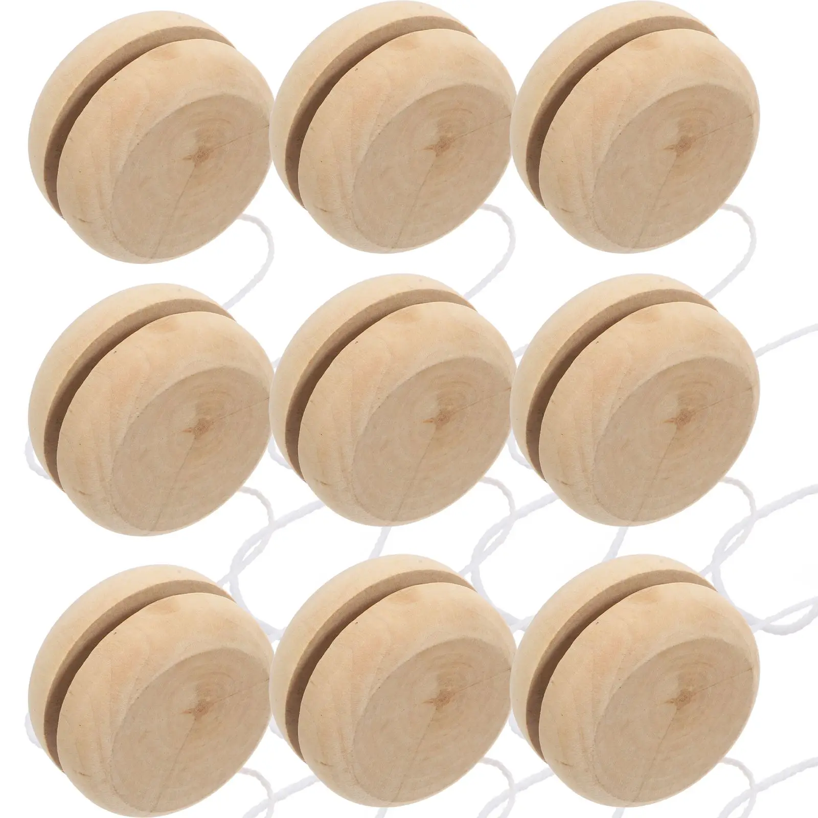 15 Pcs Wooden Playset Yoyo Ball DIY Graffiti Toys Kids Drawing Yo-yo Cognitive Party Balls Child Plaything DIY Accessory