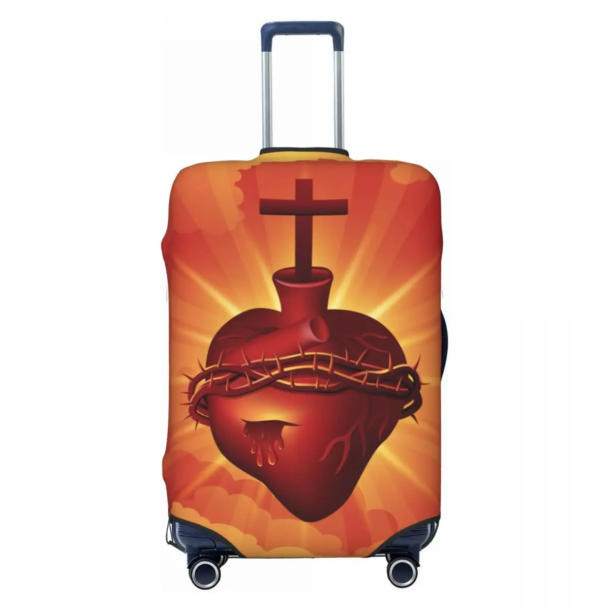 Sacred Heart Jesus Suitcase Cover Christ Cruise Trip Protector Holiday Fun Luggage Case