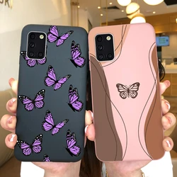 For Samsung Galaxy A31 A51 A71 Case Beautiful Purple Butterfly Soft Silicone Back Cover Protective Coque For A 31 A 51 A71 Funda