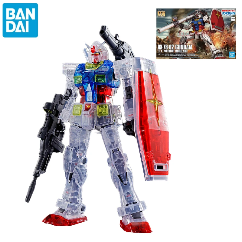 

Original Bandai Gundam Anime Figure HG 1/144 GTO RX-78-2 Limit Colour Transparent Gundam Assembly Model Anime Action Figures Toy