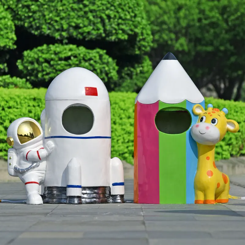 Cartoon creative trash can sculpture outdoor park landscape area kindergarten 4