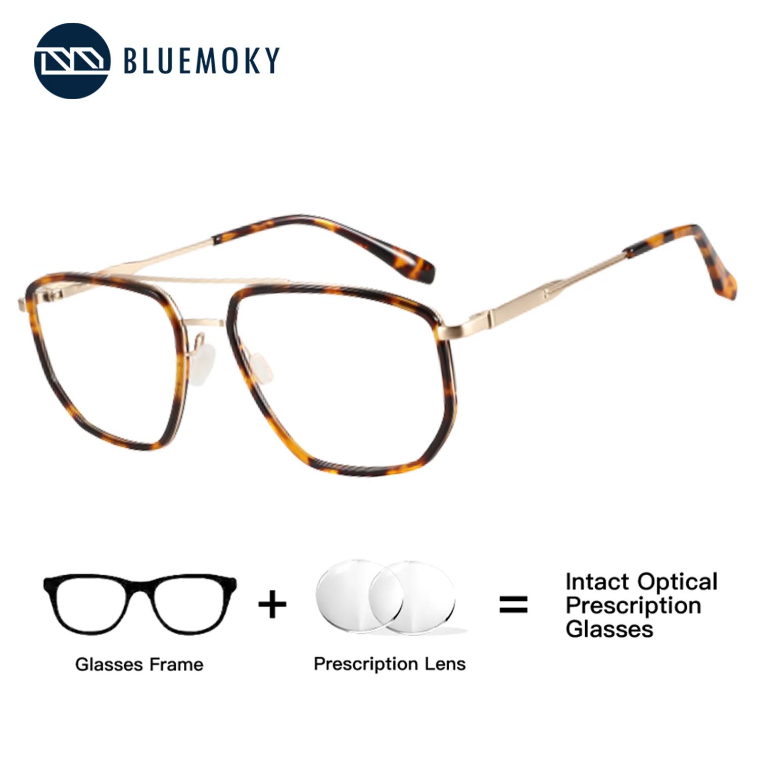 

BLUEMOKY Women Polygon Metal Prescription Vision Optical Glasses Photochromic Progressive Medical Myopia Anti Blue Light