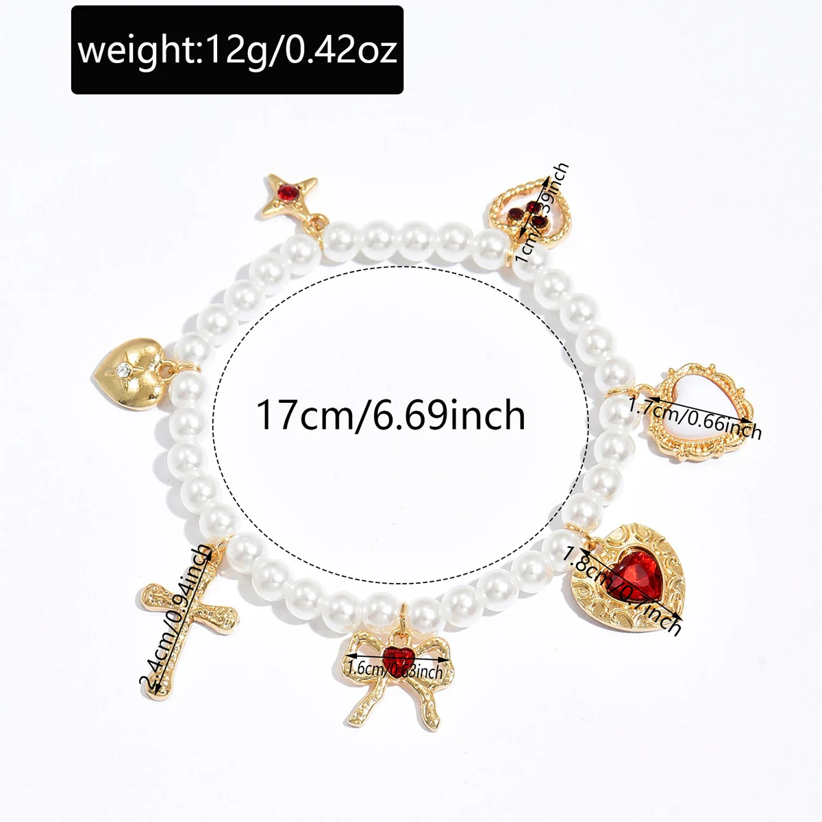 القوس القلب الصليب ستار قلادة سوار Bowknot الأبيض اللؤلؤ مطرز سوار القوس القلب تمتد سوار للنساء الفتيات