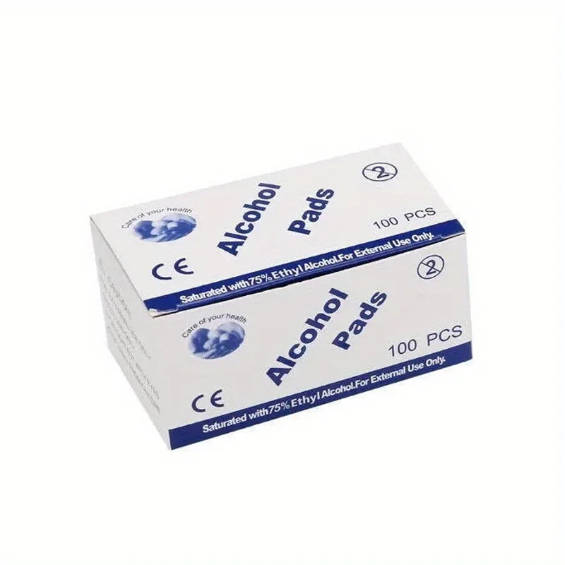 1 Box Disposable 75% Alcohol Cotton Pads Tattoo Clean Tools for Nail Antiseptic Clean Skin Jewelry Cell Phone Disinfection Use