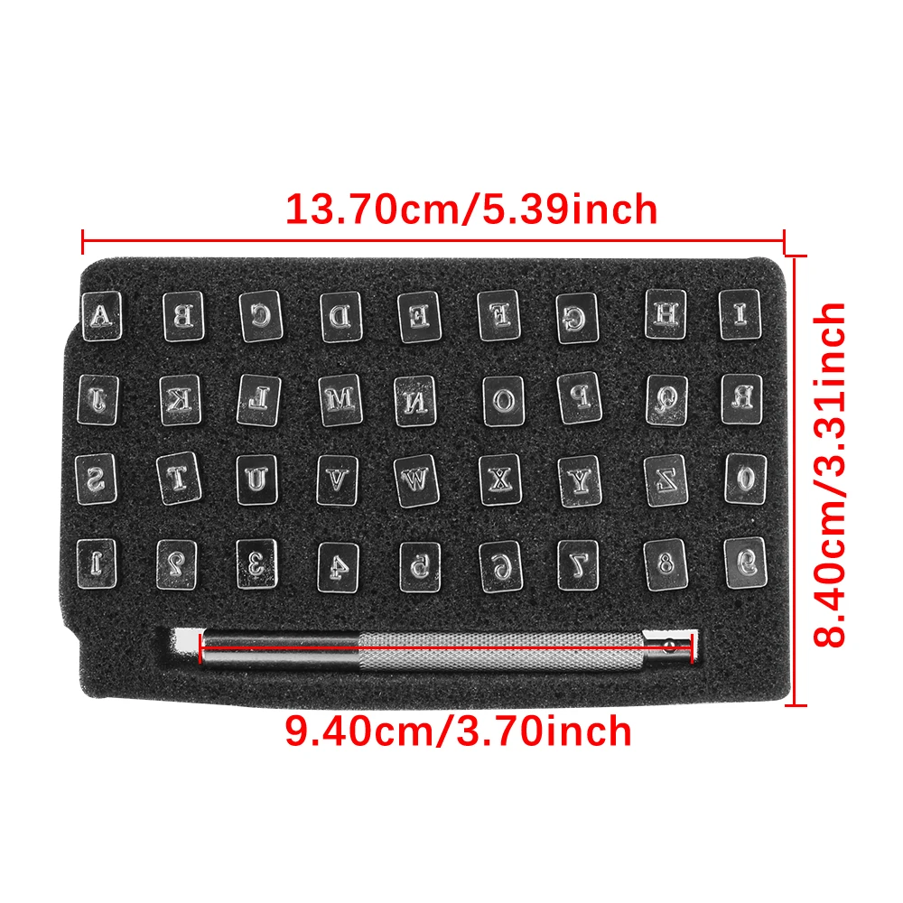 الجلود صياغة أداة ختم لكمة مجموعة الجلود ختم أداة 26 كابيتال رسالة + 10 عدد 33 قطعة/37 قطعة مجموعة ختم الأبجدية