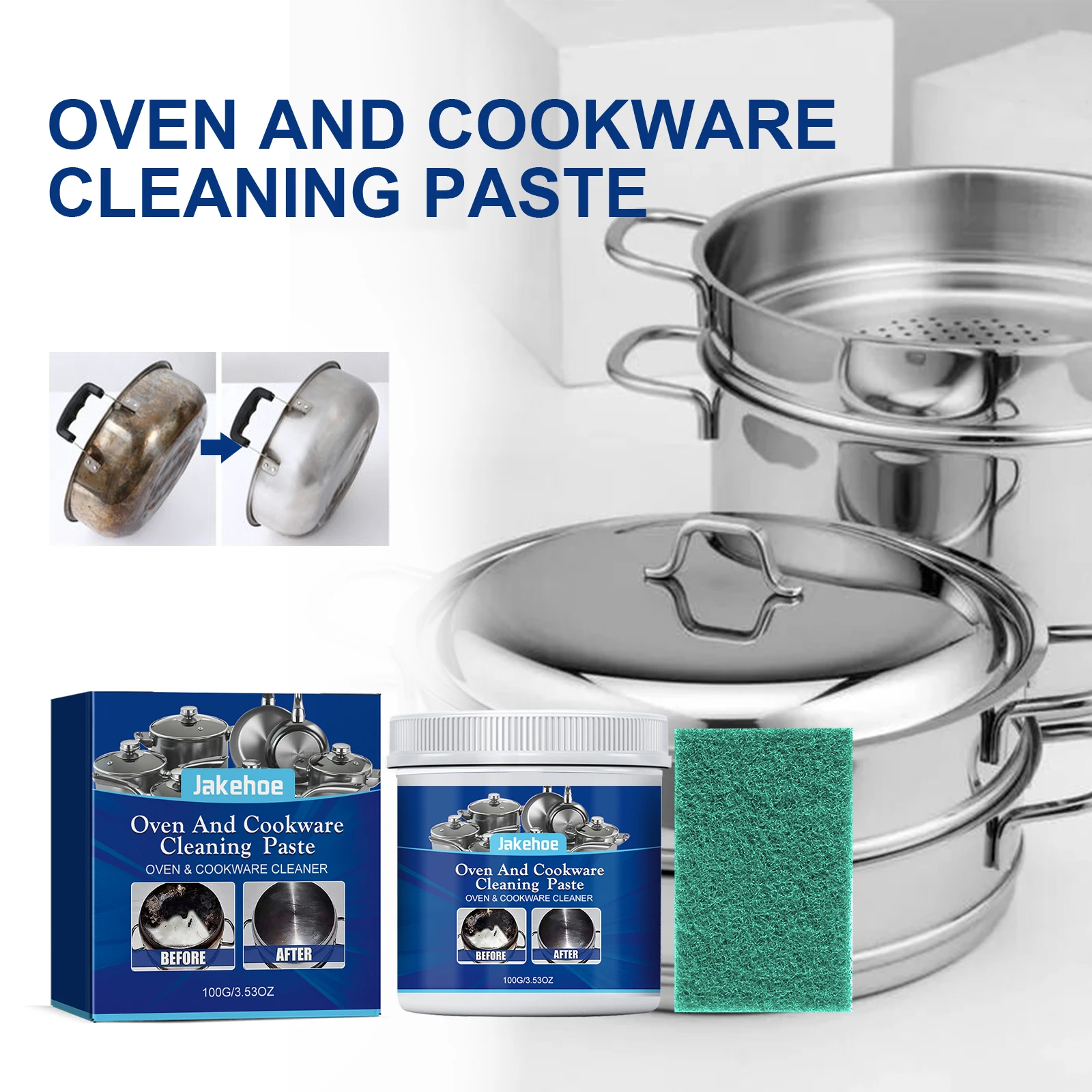 Stainless Steel Cleaning Cream Kitchen Utensils Stains Dirt Cleaner Range Hood Rust Cleaning Cream for Cooking Utensils