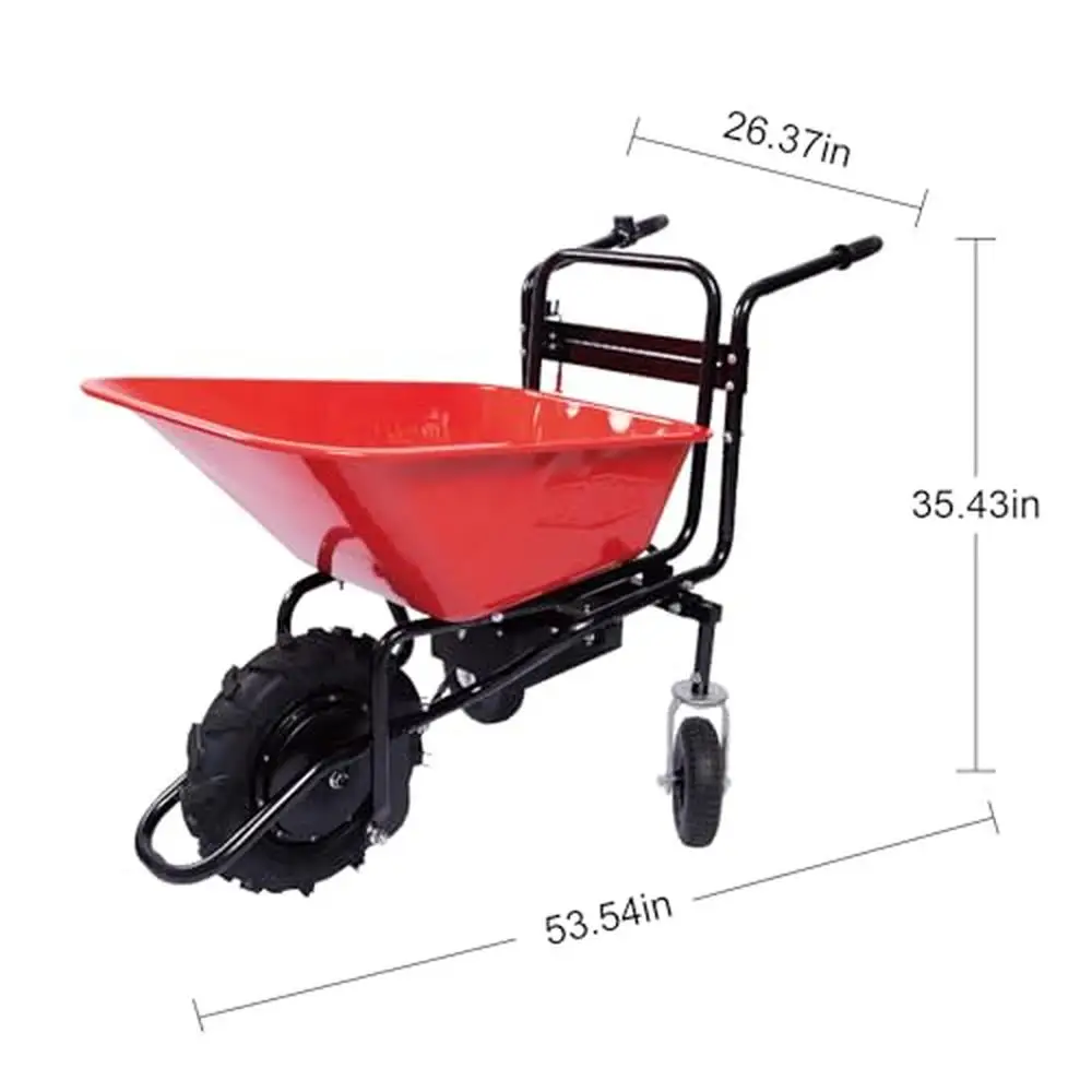 Electric Wheelbarrow Powered Cart 24V DC 500W Battery 330lbs Capacity Dump Hauler Garden Construction 16