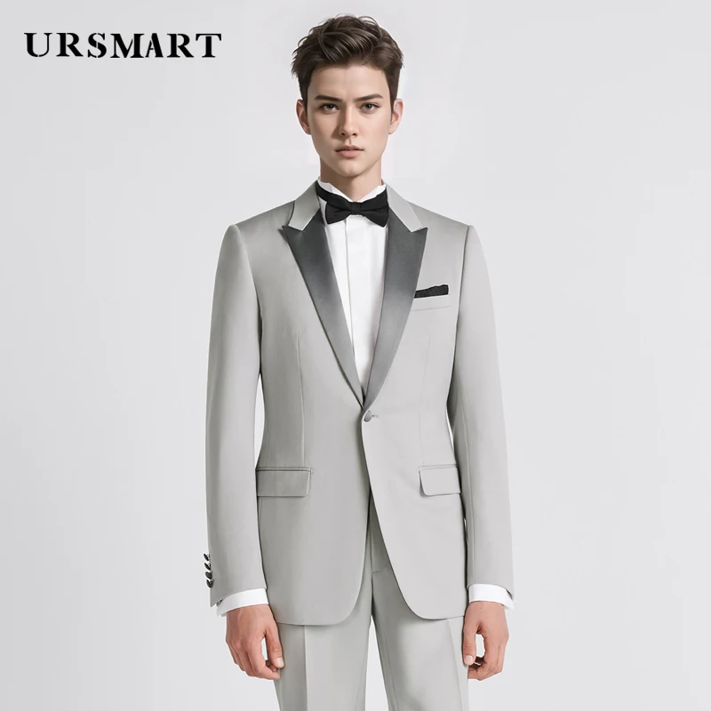 

High quality gray men's dress spring and autumn new products British style elegant gentleman customized men's suit Coat