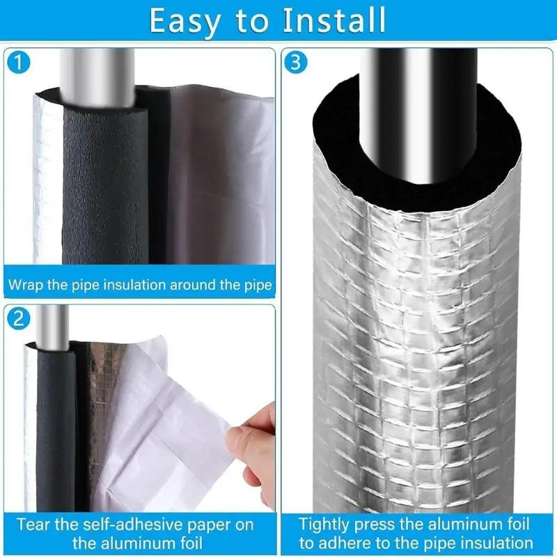 10PCs Pre Slit Spume Pipe Canopies Warm Insulation for Outside Water Conduits Solar Heaters 0.39 Foot Density