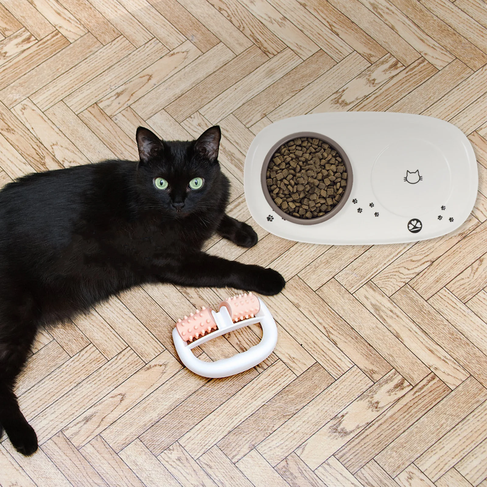 

Pet Feeding Bowl Tray Porcelain Double Tray Modern Design Cat Food Water Spill Prevent Pet Supplies Cat Supplies