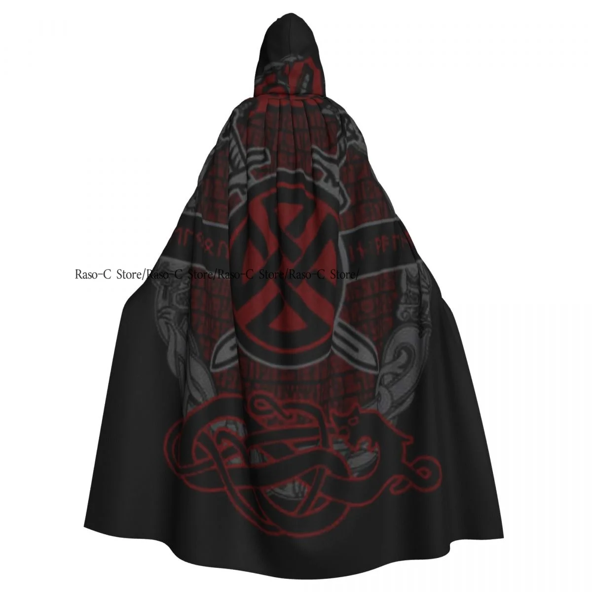 Hooded Cloak Unisex Cloak with Hood Celtic Scandinavian Old Norse Runic Alphabet Cloak Vampire Witch Cape Cosplay Costume