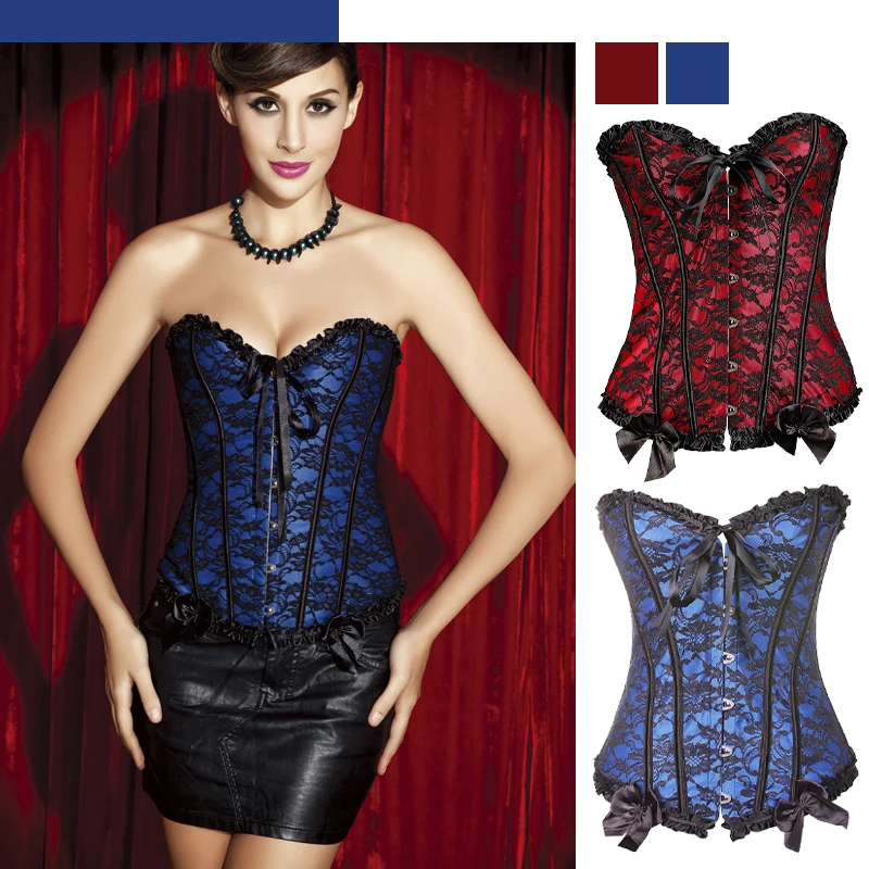 

Plus Size Women Lace Up Corset Bustier Top Corset Boned Waist Trainer Overbust Corsets Halloween Custumes Waist Training Gothic