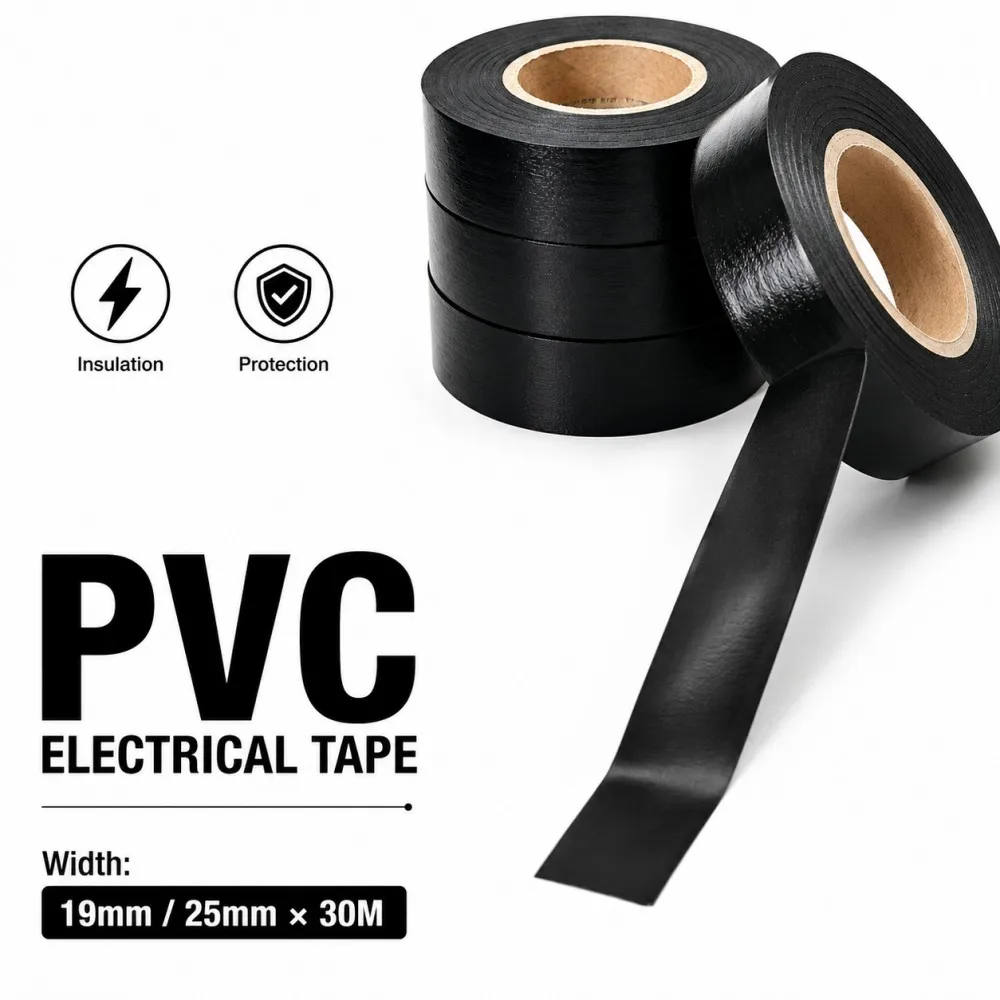 1/3/5Rolls Flame Retardant InsulatingTape Heat Resistant Black Electrical Adhesive Tape for Household Industrial Use 19/25MMx30M