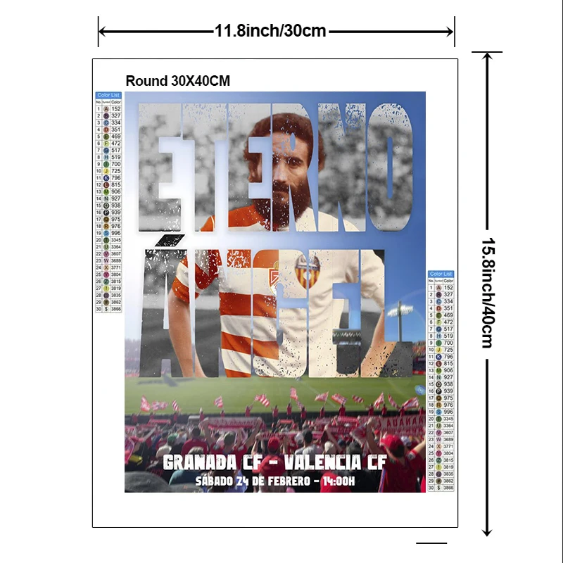 2024 New 5D DIY Valencia CF Diamond Painting Kit football Diamond Embroidery Color Oil Painting Hand DIY Mosaic art home decor