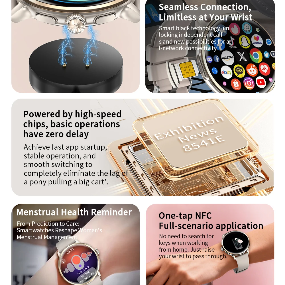 4G対応、防水機能付きスポーツスマートウォッチ。ビデオ通話、 - Smartwatch Watches For Women With Gps のレビューと価格