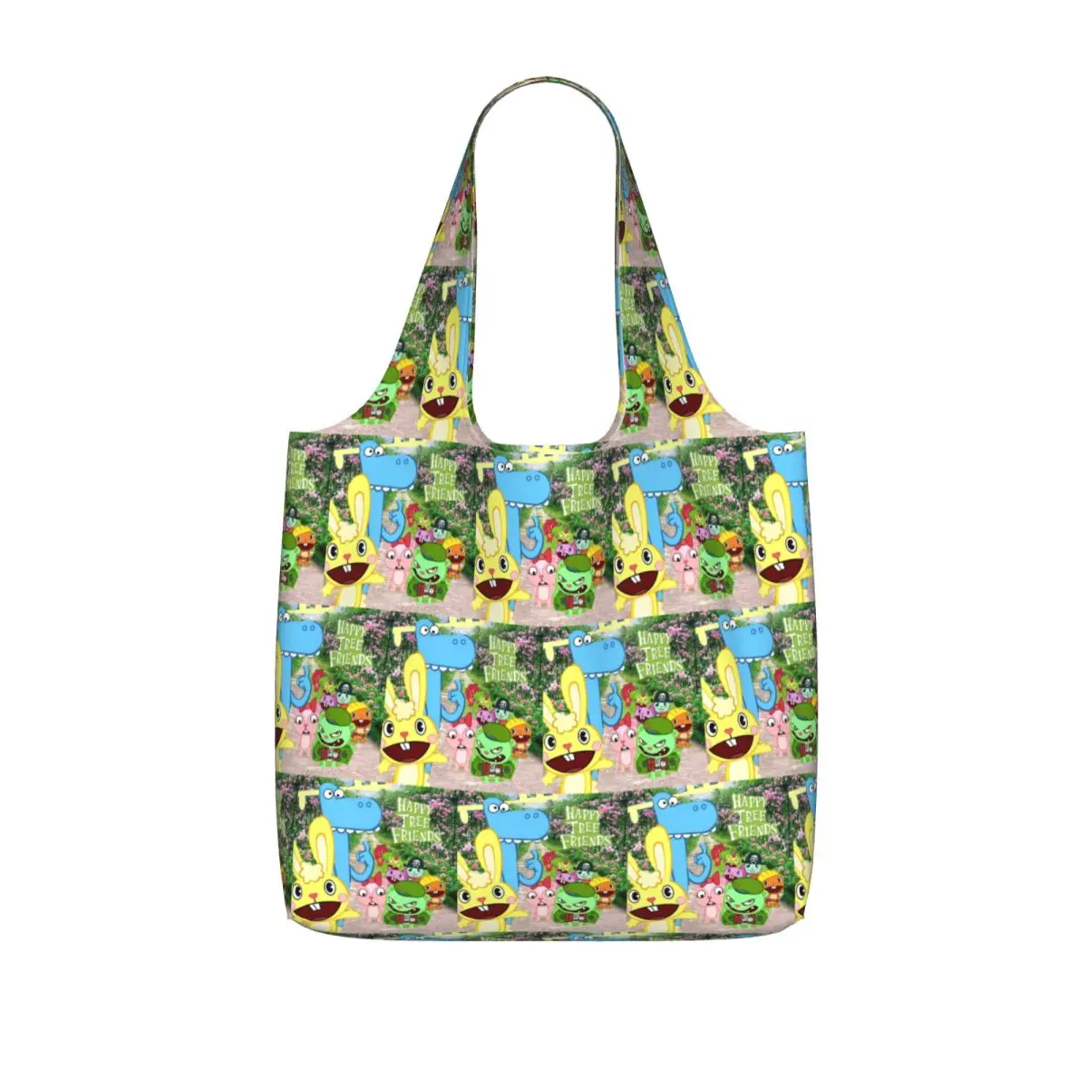 Happy Tree Friends Flippy Lumpy Cuddles Loving Family Shopping Tote Bag Canvas Shoulder Bags Shopper Grocery Handbag for Women