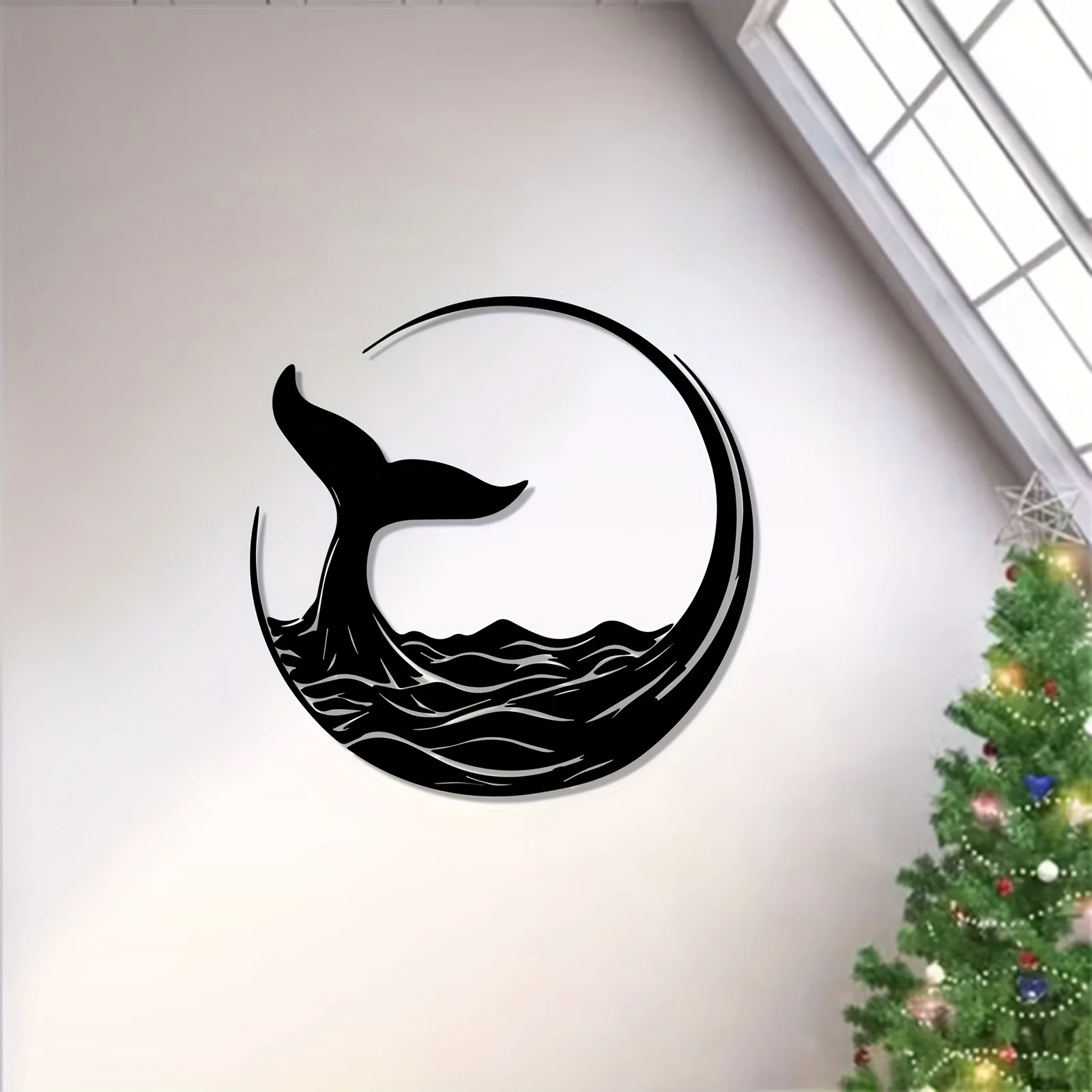 1pc Modern Whale Tail Metal Wall Art, Rust-Resistant Iron Sculpture, Ocean Style Mural for Bedroom Garden Fence